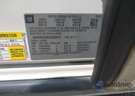 2013 Buick Enclave Leather из США, поврежденный, VIN 5GAKVCKDXDJ262413